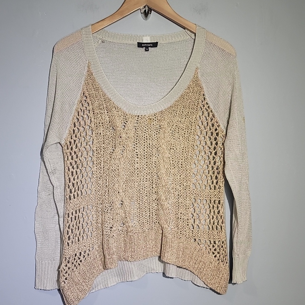 Kerisma Bohemian Woven Tan Long Sleeve Sweater